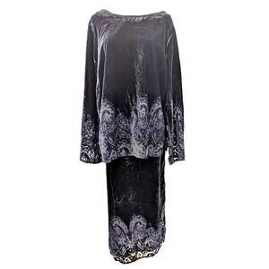 Mirasol Velvet Burnout Paisley 2 Piece Set Top 1X Skirt XL Witchy Boho‎ NWT